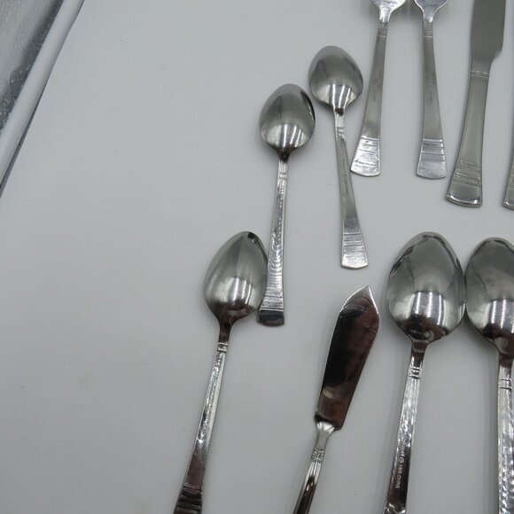 Pfaltzgraff Flatware Mix Lot 28 Pieces Sapphire Pattern Stainless Steel - Picture 13 of 16